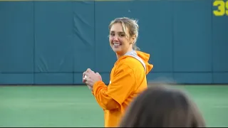 Tennessee HC Kim Caldwell Throws First Pitch For Vols Baseball Game