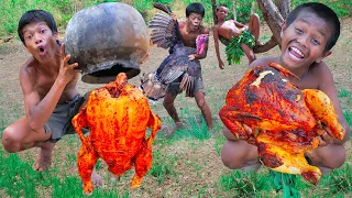 Cook A Giant Turkey In Clay Pot - Primitive Technology