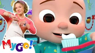 Yes Yes Brush Your Teeth | Kids Songs with CoComelon Nursery Rhymes | MyGo! Sign Language For Kids