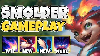 *NEW CHAMPION* SMOLDER'S Q WILL TURN ANY CHAMPION INTO ASH!!! (INSTANT KILL FIREBALLS!)