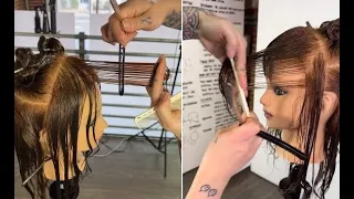 Long Shag Women's Haircut Using Round Concave Razor Layers | Cutting Techniques