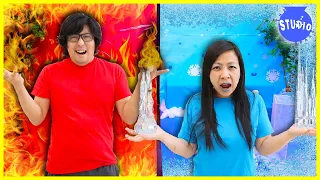 Ryan's Mommy VS Ryan's Daddy Best HOT and COLD CHALLENGES!! Temperature VS Food Challenge!