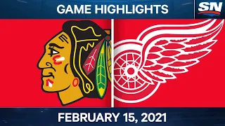 NHL Game Highlights | Blackhawks vs. Red Wings - Feb. 15, 2021