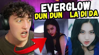 WHO IS SHE !?! EVERGLOW 'DUN DUN' + 'LA DI DA' M/V REACTION