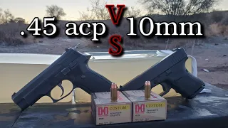 .45 acp VS 10mm Ballistics Gel Test