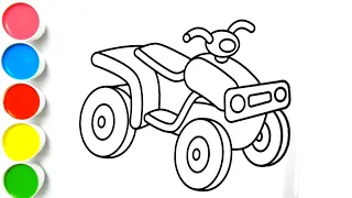 Quad Bike Drawing and Colouring Page for kids and Toddlers || Let's learn to draw a quad Bike