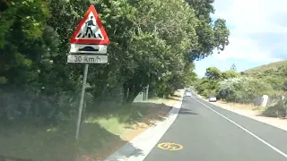 Driving through Noordhoek to the beach on a January day in Cape Town