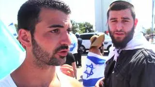 Passionate Pro-Israel demonstrators on Wilshire, August 10, 2014