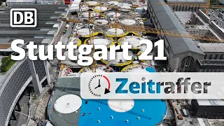 Stuttgart 21: Zeitraffer Talquerung 2022/2023 – Alle Kelchstützen betoniert