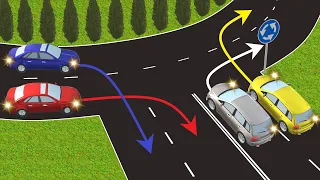 Водитель какого автомобиля не нарушает правила при проезде кругового перекрестка?