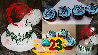 New year 2023 cakes ideas | comic style cupcakes and new year cake | cartoon cake