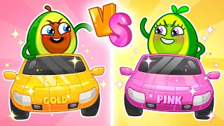 🚗 Pink Car vs Golden Car 🚗 Toys Challenge || Funny Stories for Kids by Pit & Penny 🥑