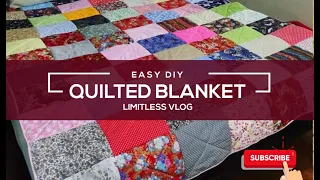 Easy Queen Size DIY Quilted Blanket 20x25cm scrap fabric size