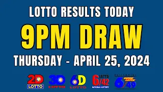 9PM Lotto Result Today April 25, 2024 (Thursday) Ez2 Swertres , 6D, 6/42, 6/49, PCSO