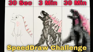 Drawing Godzila in 30 sec, 3 min, and 30 min | Godzilla x Kong | CunsArt - Dibujo