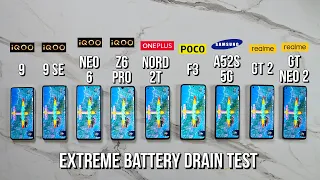 iQOO Neo 6 vs 9 SE vs Z6 Pro vs Oneplus Nord 2T vs Poco F4 / A52s / Realme GT 2 Extreme Battery Test