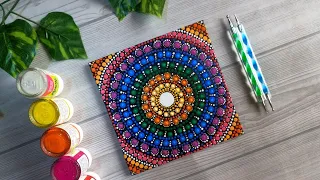 Beautiful DOT MANDALA ART On Canvas -Tutorial ||Beginners||