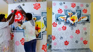 How to Create 3D Flower Wall Art  DIY | wall painting ideas