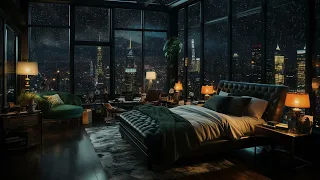 Cityscape of New York City NIGHT Ambience, Brooklyn Bridge View | Sounds of NYC for Sleep | 2 Hours