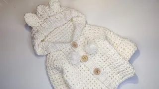 Crochet #72 How to crochet " Cuddle bear" baby hoodie / Part 1