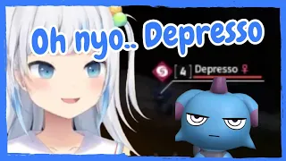 Gura reacts to Depresso and taunts it【Hololive Clips】