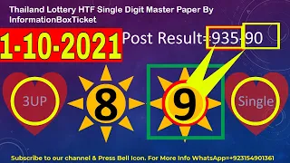 1-10-2021 Thailand Lottery HTF Single Digit Master Paper By InformationBoxTicket