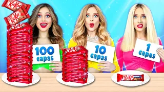 DESAFÍO ALIMENTARIO DE 100 CAPAS | Bromas épicas de 100 capas de comida de Ratata Cool