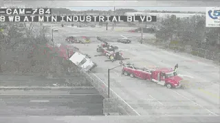 Tractor trailer hangs off bridge over Highway 78