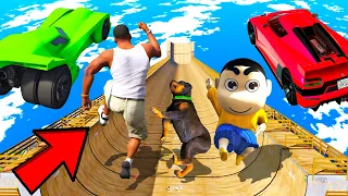 SHINCHAN AND FRANKLIN TRIED IMPOSSIBLE MEGA RAMP CAR JUMP CHALLENGE GTA 5