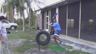 Yoenis céspedes entrenamiento en casa 2017