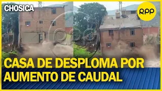 RÍO RÍMAC: Casa de tres pisos se cae por aumento de caudal