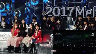 Wanna One, Red Velvet, IU reaction to BTS - Intro, DNA, YNWA, Spring Day [MMA 2017]