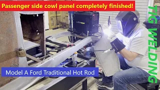 Final work on the 1928 Model A cowl panel! TIG welding! 1928 Traditional Ford Hot Rod build.