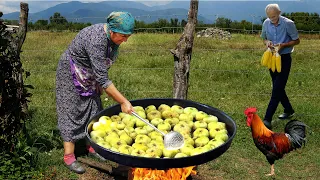 Sweet Grandma Prepared Fig Jam and Dried Fig | Cooking Adventure in the Village