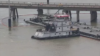 Barge hits bridge leading from Galveston Island to Pelican Island