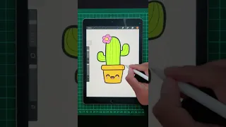 How To Draw a Cute Cactus Doodle In Procreate #drawing #cute #procreate  #fyp