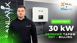 Комплект під зелений тариф та Net billing SOLAX 30kW+Trina 575W. Сонячна електростанція 30 кВт.