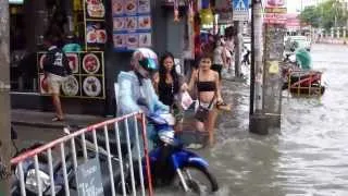 Pattaya Beach Thailand Amazing Fail Compilations Funny Sexy Bar Girls Crossing  Street Flood