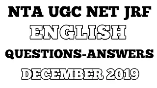 UGC NET JRF ENGLISH || DECEMBER 2019 QUESTION ANSWER || Literature Is Life