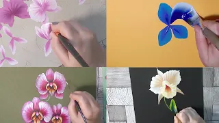 One Stroke, Four ways to paint orchids, Full versions of the videos in the description