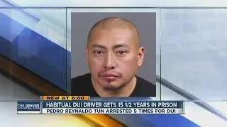 Habitual DUI driver gets 15.5 years in prison