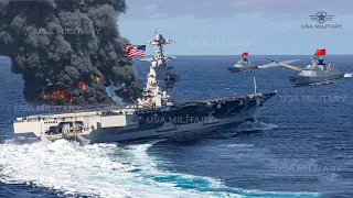 War Begins! 5 China warships Attack US Largest aircraft carrier while sailing in East China Sea