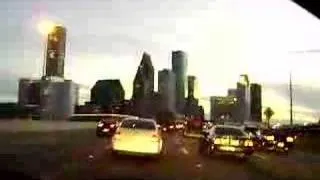 Downtown Houston from I-45 North at dusk