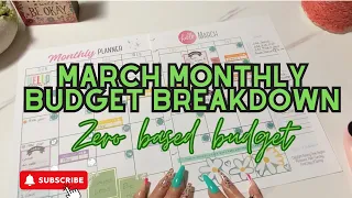 March Monthly Budget Breakdown | Paycheck #1 March 2024 | Cash Envelope System | Zero Based Budget