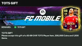 10x TOTS Gifts Rewards Including 98+ Ft Dijk, Daglish, Vieira, Saka!! FC Mobile 24