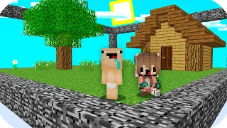 BEBE NOOB CONSTRUYE UNA CASA DENTRO DE UN CUBO GIGANTE 🏡😱 MINECRAFT TROLL