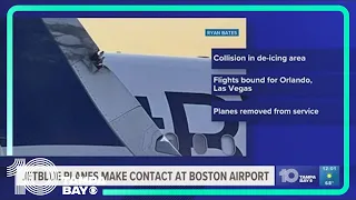 2 JetBlue planes make contact on the ground at Boston's Logan Airport