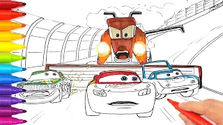 McQueen's Nightmare with Frank, The King & Chick Hicks . CARS Drawing and Coloring Pages Tim Tim TV