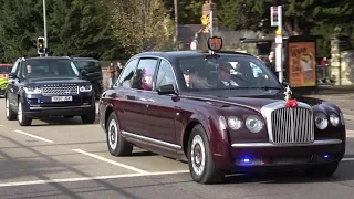 Queen Elizabeth's Motorcade - Police bikes, unmarked cars and the Queen!