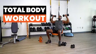 Total Body Strength Workout With Dumbbells And A Chair